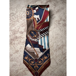 J.L. Beckett Nautical Anchor Ship Wheel Striped Necktie